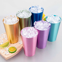 Tasse à café en aluminium sensible au changement de couleur, en acier inoxydable 304 de qualité alimentaire, pour boissons froides, camping en extérieur