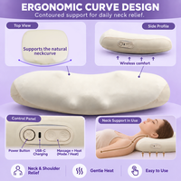 Oreiller cervical ergonomique en mousse à mémoire de forme avec chaleur apaisante et massage profond pour les dormeurs sur le dos et sur le côté, soutien du cou