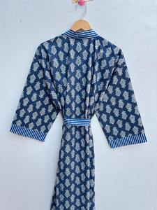Bata Kimono de Algodón con Estampado, Bata de Dama de Honor, Ropa de Dormir de Verano, Talla Grande, Unisex, Cuello en V, Largo hasta la Rodilla, Estilo Boho - Product Image 4