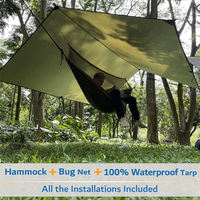 210T Parachute Nylon extérieur léger suspendu hamac pluie mouche bâche et moustiquaire pour adultes survie Camping hamac ensemble