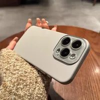 Étui de téléphone en titane naturel pour iPhone 16 15 14 13 12 11 Pro Max Plus, coque arrière rigide en PC, protection de l'appareil photo avec protection d'objectif