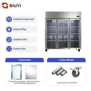Commercial Kitchen Vertical kitchen freezer <b>with</b> casters Two door commercial fridge Food storage refrigerator chiller - Product Image 6