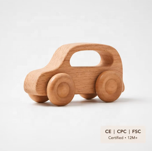 Natural Beech <strong>Wood</strong> <strong>Push</strong> <strong>Along</strong> <strong>Toy</strong> Car with Easy-Grip Handle Waldorf Montessori Vehicle for DTC Brands CE CPC 12M+ Kids <strong>Toy</strong> - Product Image 1