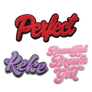 Desain Logo sempurna kemeja bordir Iron-On Chenille <span class=keywords><strong>Patch</strong></span> pakaian bordir besi pada huruf kustom Xl tambalan Chenille besar - Product Image 1