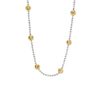 Collier plaqué or 18 carats S925 pour femme Matériau en argent 925 avec conception de niche Chaîne nue contrastante Perle de couteau incurvée