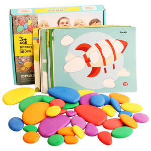 Neuankömmling Baby Holz Regenbogen Kopfstein pflaster gestapelt Stein Matching-Spiel Pädagogische Crazy Pebble Bausteine Spielzeug für Kinder - Product Image 1