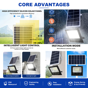 Lámpara Solar de Exterior Resistente al Agua IP67, Iluminación Estable, 40W 60W 120W 200W 300W 400W 500W 1000W, de Aluminio - Product Image 4