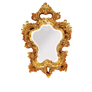 إطار مرآة من البلاستيك الذهبي العتيق مخصص للزينة إطار مرآة من البولي يوريثان بأسلوب فاخر ديكور جدران غرفة المعيشة والحمام