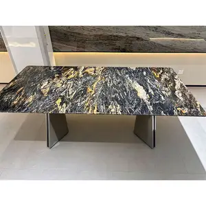 HZX Luxury modern design furniture table top marble top dining table