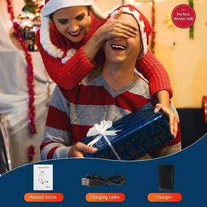 यूनिसेक्स शीतकालीन कपास इलेक्ट्रिक रिचार्जेबल मोजे 3 हीटिंग सेटिंग्स आकस्मिक पैटर्न प्रिंट रंगीन डिजाइन डिस्पोजेबल लुभावनीय - Product Image 6