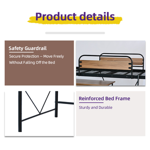 Letto <span class=keywords><strong>a</strong></span> Soppalco Doppio in Metallo Nero con Ringhiera e Scala, Robusto e Salvaspazio, Non Richiede Box Spring - Product Image 4