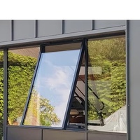 Ventana Abatible de Aluminio con Vidrio Esmerilado Resistente a la Humedad para Baño, Fácil Mantenimiento, Resistente a la Corrosión