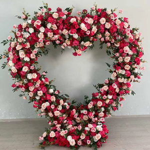 Arco de Flores en Forma de Corazón de Alta Calidad T-HFA125, Arco de Flores Artificiales, Arco de Corazón de Rosas de Lujo con Flores para Decoración de Bodas - Product Image 1
