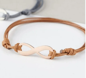 QIUHAN Engraving Personalized <strong>Infinity</strong> <strong>Bracelet</strong> Stainless Steel Rose 18k Gold Stamping Blank Infinite Charm Rope Couple <strong>Bracelet</strong> - Product Image 1
