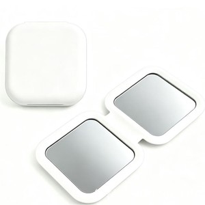 Folding Makeup <b>Mirror</b> Square White <b>Compact</b> Travel Portable With <b>Mirror</b> Cover For Beauty Makeup Application - Product Image 1