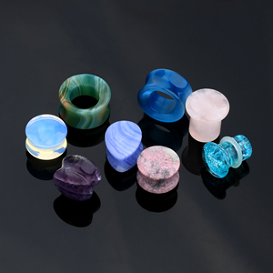 Pendiente de madera en espiral de cristal, Piercing de Metal de buena calidad, tapón para oreja, clip para nariz, pinza para labio, calibrador de oreja - Product Image 1