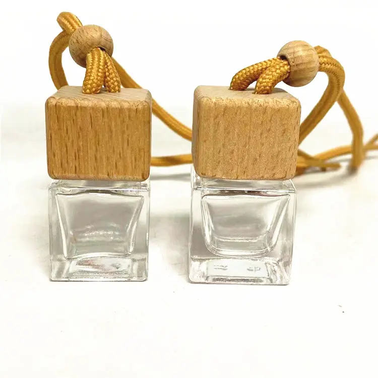 10ml Square Shape Glass Perfume Bottle For Car Air Fresh no fire hanging Aromatherapy bottles