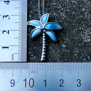 Colgante de Larimar, Joyería de Plata de Ley 925, Colgante de Palmera de Larimar Hawaiano para Mujer - Product Image 2