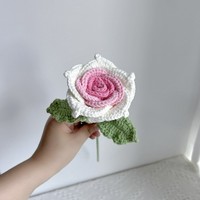 Künstliche Blumen Romantische Moderne Baumwollstoff Handgefertigte Häkel-Einzelne Große Rote Rosen Umweltfreundlich Langlebig