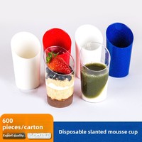Gobelet à dessert transparent jetable en plastique cylindrique de 75 ml avec rebord incliné pour mousse, gelée, parfait aux fruits, style occidental