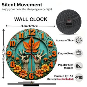 Reloj de Pared Redondo de Madera de 25 cm, Estilo Retro Vintage, Silencioso, Sin Tictac, para Colgar en la Pared del Hogar o Cafetería - Product Image 2