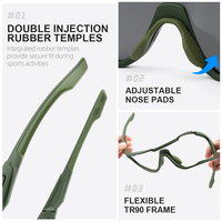 Lunettes de soleil tactiques sportives personnalisées OEM avec monture TR90, lunettes de tir tactiques TR90, verres interchangeables, lunettes de protection pour l'extérieur