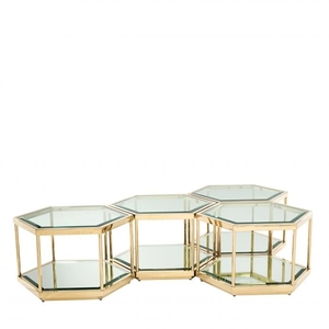 Modern Luxury Mdf <strong>Glass</strong> <strong>Nesting</strong> Stainless Steel <strong>Glass</strong> Top Cheap Home Goods Coffee <strong>Table</strong> - Product Image 3