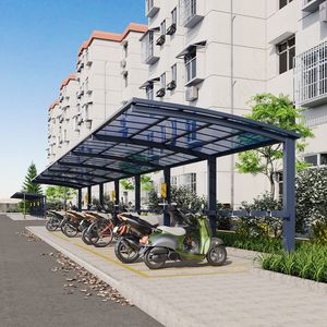 Weleadalu Abri d'auto moderne en métal et aluminium revêtu de poudre pour l'extérieur Protection contre les UV en polycarbonate Style naturel de garage solide et durable - Product Image 6