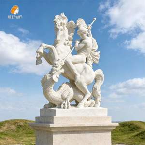 Estatua de San Jorge de Mármol de Tamaño Real MILY para <span class=keywords><strong>Iglesia</strong></span>, Escultura Religiosa Tallada a Mano, Proveedor de Estatuas Católicas Personalizadas - Product Image 1