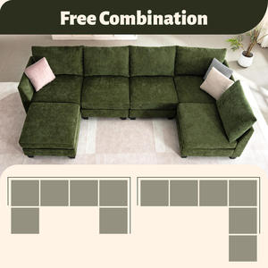 Modular Sectional <b>Living</b> Room Sofa <b>U</b> Shaped 6 Seater Sectional Sofa with Storage Ottoman & USB Ports Cloud Couch L Shaped - Product Image 6