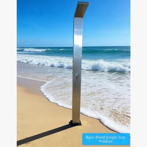 Columna <span class=keywords><strong>de</strong></span> <span class=keywords><strong>Ducha</strong></span> Exterior <span class=keywords><strong>de</strong></span> Acero Inoxidable Cepillado con Cabezal Cuadrado, Efecto Lluvia, <span class=keywords><strong>para</strong></span> Parque Acuático, Playa y Piscina - Product Image 2