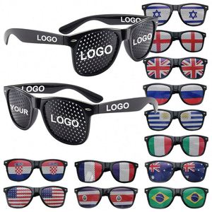 Gafas de Sol Personalizadas con Impresión de Orificios Pinhole, Gafas de Plástico de Lujo para Mujer, Pegatinas con Banderas de Países para Fiestas Promocionales - Product Image 1