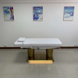 Lit de massage de luxe à 4 moteurs, base dorée, lit cosmétique, fonction de chauffage, lit de beauté électrique, port de charge USB avec décoration lumineuse - Product Image 3