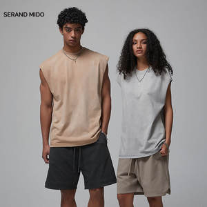 Débardeurs sans manches délavés à l'acide pour hommes, chemises athlétiques musculaires avec logo personnalisé 100% coton, pour la mode et le fitness, vente en gros - Product Image 3