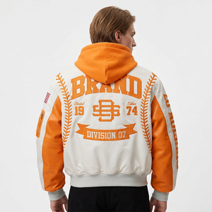 Men Summer Satin <b>Hoodie</b> White <b>Orange</b> Letter Print Regular Sleeve Pocket Digital Printing Hip Hop Streetwear Jacket - Product Image 6