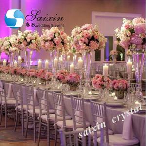 Perlengkapan dekorasi pernikahan diskon besar vas bunga meja tinggi penyangga vas bunga kristal kaca - Product Image 5