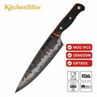 Couteau de chef japonais fait main KitchenBliss de 8 pouces, en acier Damas cuivré VG10, personnalisé, 60-62 HRC, couteau tranchant pour la cuisine