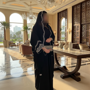 Abaya de Seda de Lujo Hecha a Mano de Alta Calidad, Premium, de Manga Larga, Antiarrugas, con Cuentas Exquisitas, Elegante, para Mujeres Adultas - Product Image 4