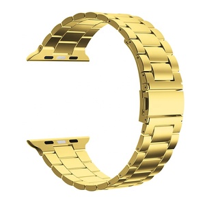 Cinturino Keepwin personalizzato con <span class=keywords><strong>logo</strong></span>, classico in metallo a 3 perle, in acciaio inossidabile 304L, elegante e intelligente per Apple Watch Serie 9 8 7 6 5 4 - Product Image 2