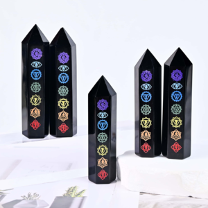 Nova Chegada: Torre de Obsidiana Natural Polida com 7 Pontas de Cristal para Cura Energética e Tendências de Bem-Estar - Product Image 4