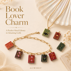 เสน่ห์ของคนรักหนังสือ |   ทองเหลืองชุบทอง 18K ลงสีด้วยมือเคลือบด้วยอีนาเมล จี้รูปหนังสือขนาดพกพา สร้อยคอ สร้อยข้อมือ อุปกรณ์ทำเครื่องประดับ - Product Image 2