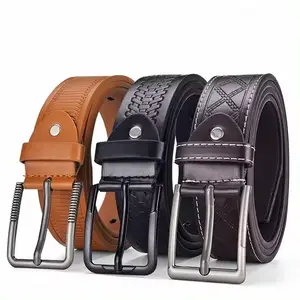 PU leather luxury good quality western style designers pin buckle Factory direct supplier custom fashion belt for men