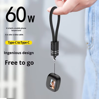 Kabel Pengisian Cepat USB C ke USB C 60W, Kabel Data Pendek dengan Tali Nilon untuk Laptop, Tablet, dan Ponsel