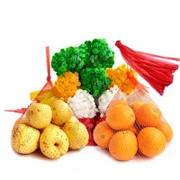 Vendita calda 60 80 pori L35cm L40cm durevole frutta patata verdura plastica rete a rete borsa tuck reticolato con clip