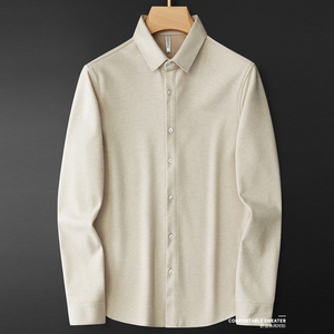 Mùa Đông Người Đàn Ông Của Chải Chính Thức Áo Sơ Mi Văn Phòng Workwear Duy Nhất Ngực Thêu Người Đàn Ông Của Dài Tay Áo Kinh Doanh Trang Phục Chính Thức Áo Sơ Mi - Product Image 1