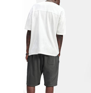 T-shirt a maniche corte da uomo estiva in cotone lavorato a maglia <span class=keywords><strong>bianca</strong></span>, a <span class=keywords><strong>mezza</strong></span> <span class=keywords><strong>manica</strong></span>, vestibilità ampia, casual, oversize, con spalle scese - Product Image 4