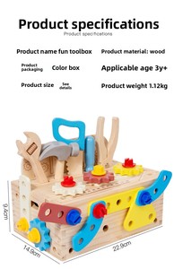 Jouets de construction éducatifs STEM personnalisés 2026 en bois massif naturel, ensemble d'outils à vis pour enfants et garçons, jeu d'ingénierie - Product Image 4