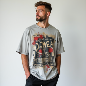 เสื้อยืดคอ300gsm หนาแขน3/4สำหรับผู้ชายผ้าฝ้าย100% โอเวอร์ไซส์ออกแบบโลโก้ได้ตามต้องการ - Product Image 2