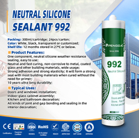 Sellador de Silicona Ecológico Pengda 992, Sellador Impermeable Anti-Moho de Bajo Olor para Sellado de Ventanas, Puertas, Cocinas y Baños