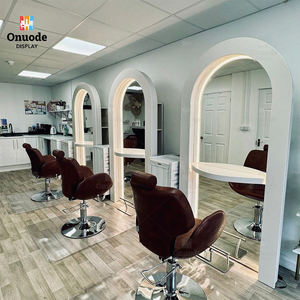 Design d'intérieur moderne pour salon de coiffure |   Ensemble table et miroir de manucure personnalisé |   Mobilier de salon de manucure écologique avec éclairage LED - Product Image 5